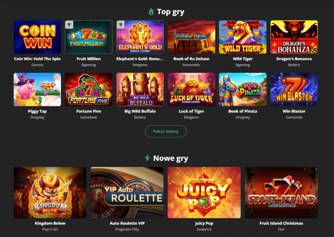 Wybór gier w kasynie Bruce Bet